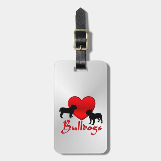 Heart Bulldogs Luggage Tag (Front Vertical)