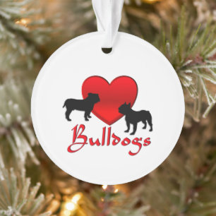 Heart Bulldogs Ornament