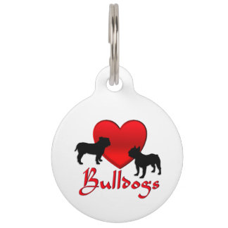 Heart Bulldogs Pet ID Tag