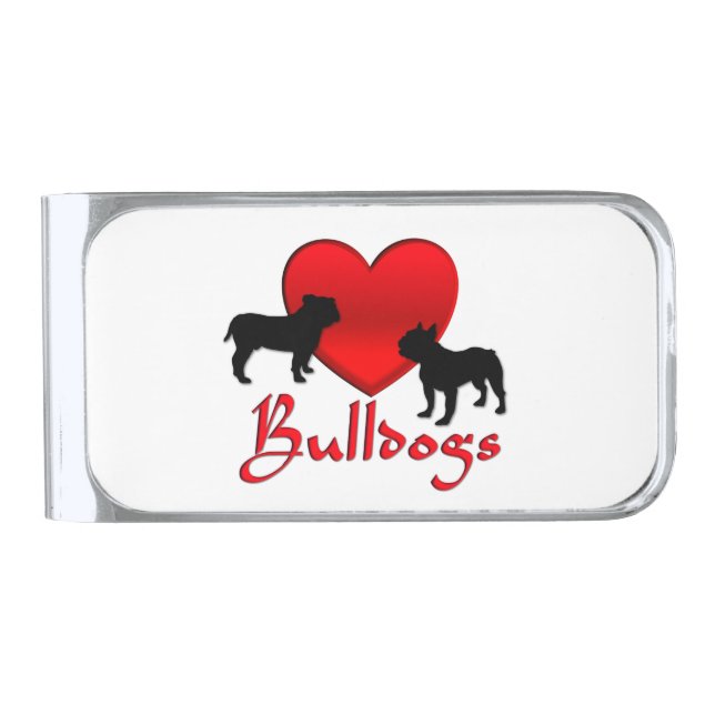 Heart Bulldogs Silver Finish Money Clip (Front)