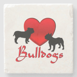 Heart Bulldogs Stone Coaster