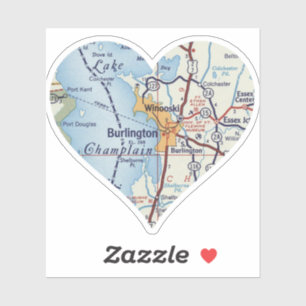Heart Burlington Vermont and Winooski Sticker