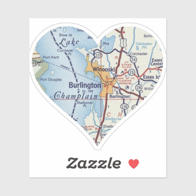 Heart Burlington Vermont and Winooski Sticker (Sheet)