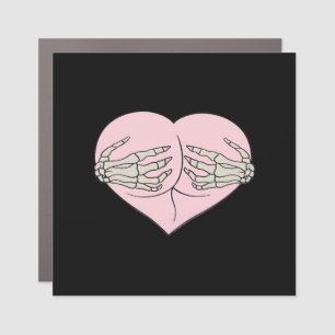 Heart Butt Hug Skeleton Hands Classic Look Car Magnet