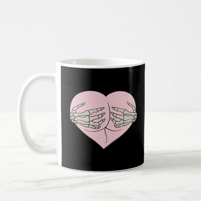 Heart Butt Hug Skeleton Hands Classic Look Coffee Mug (Left)