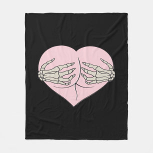 Heart Butt Hug Skeleton Hands Classic Look Fleece Blanket