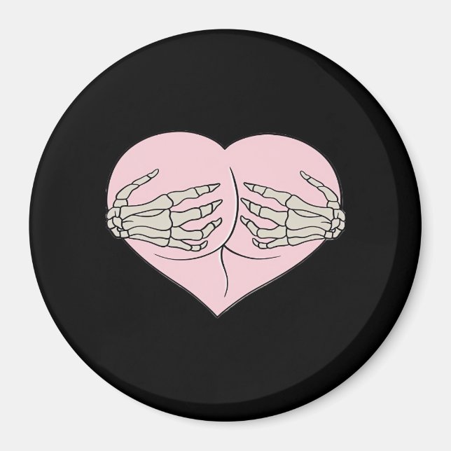 Heart Butt Hug Skeleton Hands Classic Look Magnet (Front)