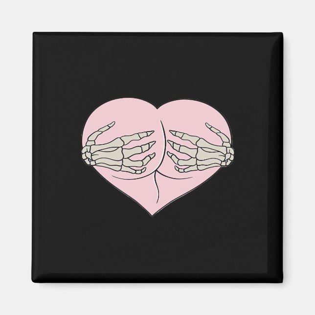 Heart Butt Hug Skeleton Hands Classic Look Magnet (Front)