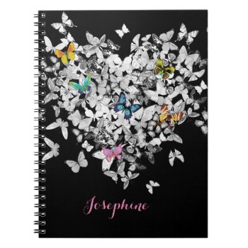 Heart Butterflies Girly Cute Personalized Notebook by PersonalizationShop at Zazzle