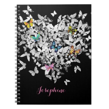 Heart Butterflies Girly Cute Personalized Notebook