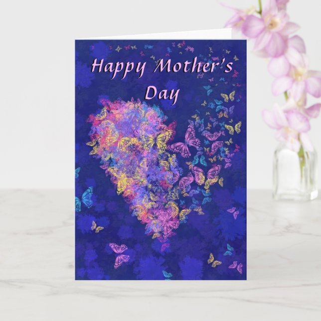 Heart Butterflies Mother's Day Card (Orchid)