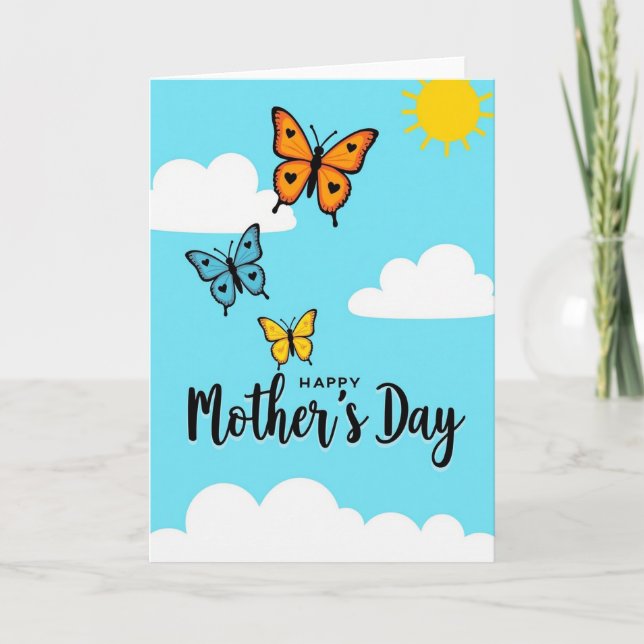 Heart Butterflies Mothers Day Card (Front)