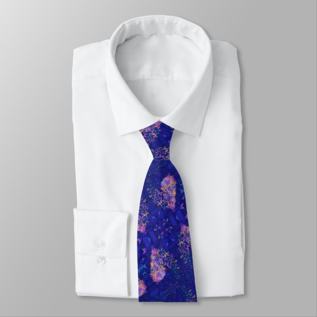 Heart Butterflies Neck Tie (Tied)