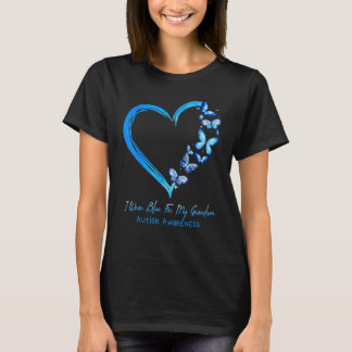 Heart Butterfly I Wear Blue For My Grandson Autism T-Shirt