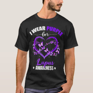 Heart Butterfly I Wear Purple For Lupus Awareness T-Shirt