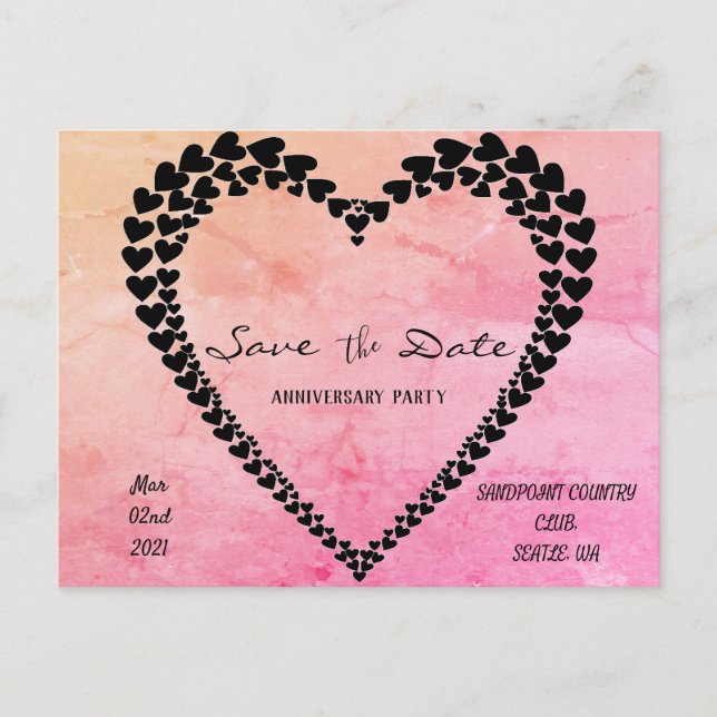 Heart by hearts Pink Watercolor Postcard (Front)