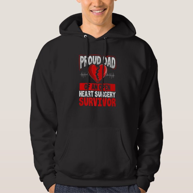 Heart Bypass Heart Transplant Survivor Open Heart  Hoodie (Front)