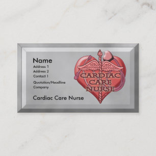 Heart Caduceus Cardiac Care Nurse Business Card