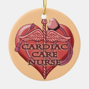 Heart Caduceus Cardiac Care Nurse Ceramic Ornament