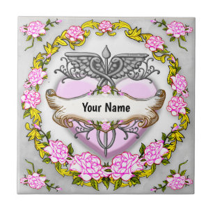 Heart Caduceus Ceramic Tile