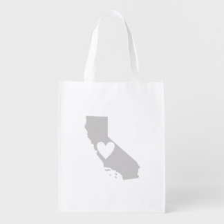 Heart California state silhouette Reusable Grocery Bag