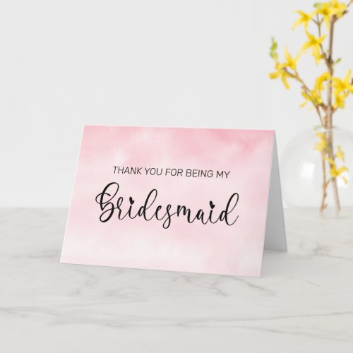 Heart Calligraphy Bridesmaid Thank You Card