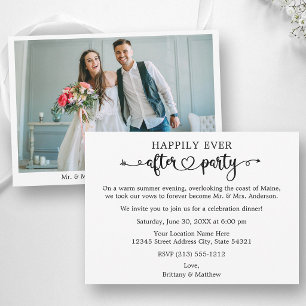 Heart Calligraphy Happily Ever After Party  Announcement