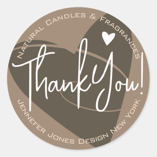 Heart Calligraphy Kraft Paper Thank You Label 