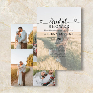 Heart Calligraphy Photo Bridal Shower Flyer