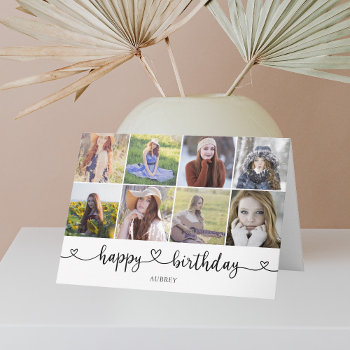 Heart Calligraphy Photo Happy Birthday Card by CrispinStore at Zazzle