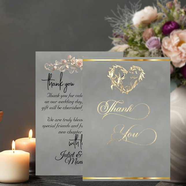 Heart & Calligraphy - Sage Thank You Card (Creator Uploaded)