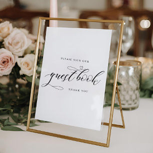 Heart Calligraphy Wedding Guest Book Sign