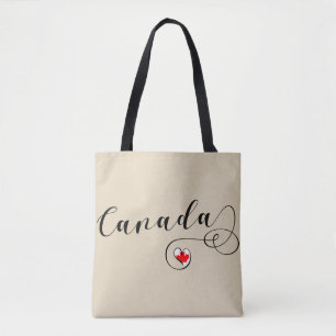 Heart Canada Grocery Bag, Canadian Flag Tote Bag