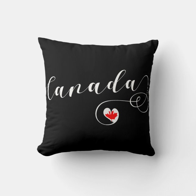 Heart Canada Throw Pillow, Canadian Flag Throw Pillow (Front)