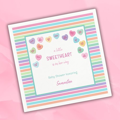 Heart candy baby shower napkins