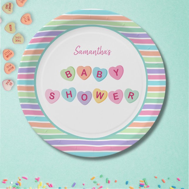 Heart candy baby shower paper plates (Creator Uploaded)
