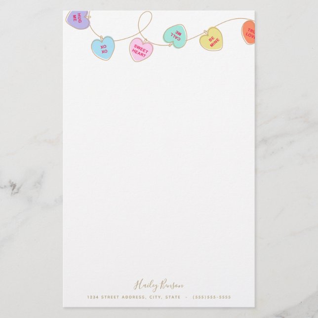 Heart Candy Personalized Stationery (Front)