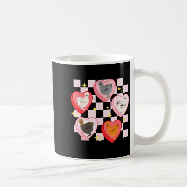 Heart Candy Silkie Chicken Valentine Farmer Animal Coffee Mug (Right)