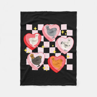 Heart Candy Silkie Chicken Valentine Farmer Animal Fleece Blanket