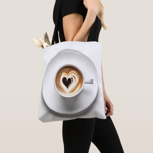 Heart Cappuccino In White Coffee Cup Tote Bag