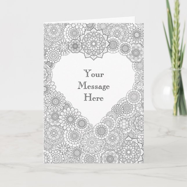 Heart Card: Adult Coloring Personalized Holiday Card (Front)