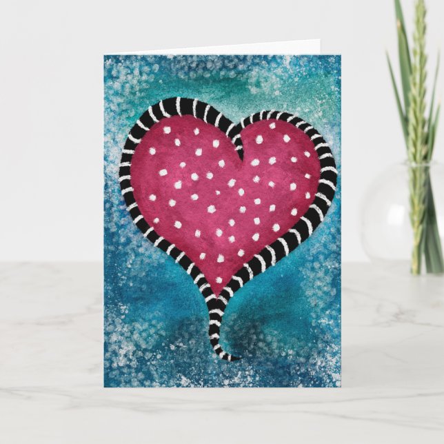 Heart Card Pink Blue Black Cute  (Front)