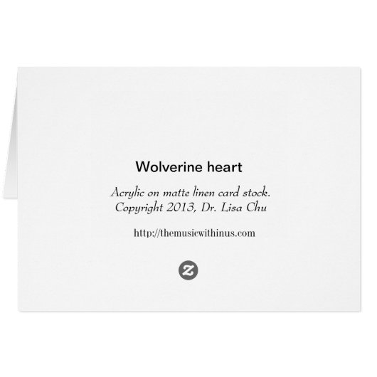 Heart card - yellow and blue "Wolverine" (Back Horizontal)