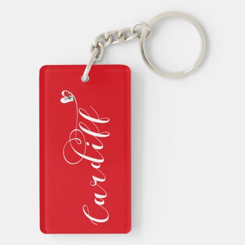 Heart Cardiff Flag Caerdydd Wales Keychain