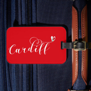 Heart Cardiff Flag, Caerdydd, Wales Luggage Tag