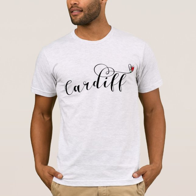 Heart Cardiff Flag, Caerdydd, Wales T-Shirt (Front)