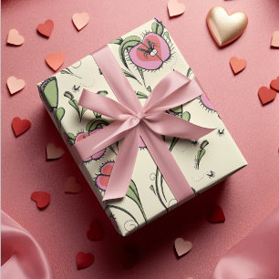 Heart Carnivorous Venus Flytrap Plant Hand-Drawn Wrapping Paper Sheets