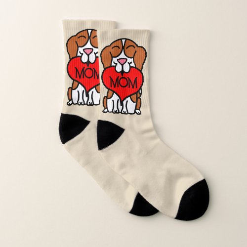 Heart Cartoon Beagle Mom Socks
