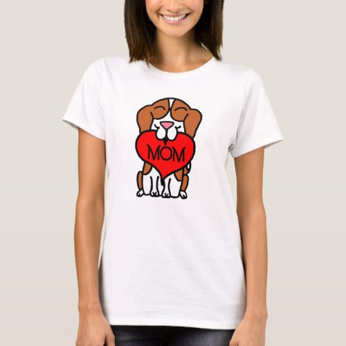 Heart Cartoon Beagle Mom T_Shirt