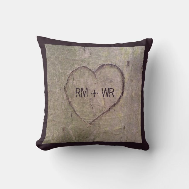 Heart Carved in a Tree Throw Pillow (Front)